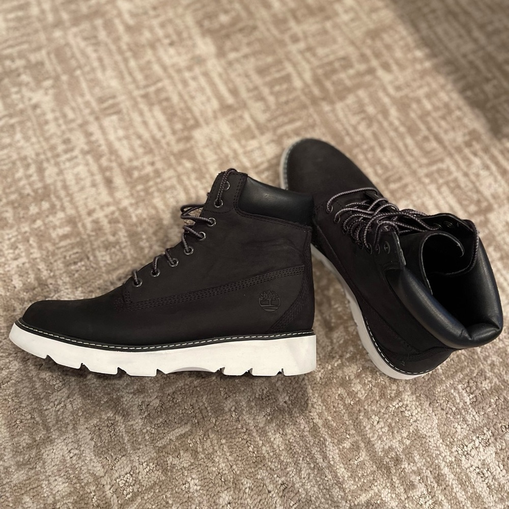 Timberland Boots Women's Size 5.5 Keeley Field Black Nubuck Lace Up LIKE NEW